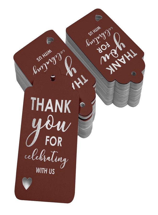 Inkdotpot بطاقات شكر من رقائق الفضة من إنكدوتبوت، مثالية للاحتفال معنا، لحفلات توديع العزوبية، وحفلات استقبال المولود، وحفلات التقاعد، وحفلات الزفاف، وأعياد الميلاد. عبوة من 100 بطاقة ورقية للتعليق كهدايا تذكارية. - Image 2